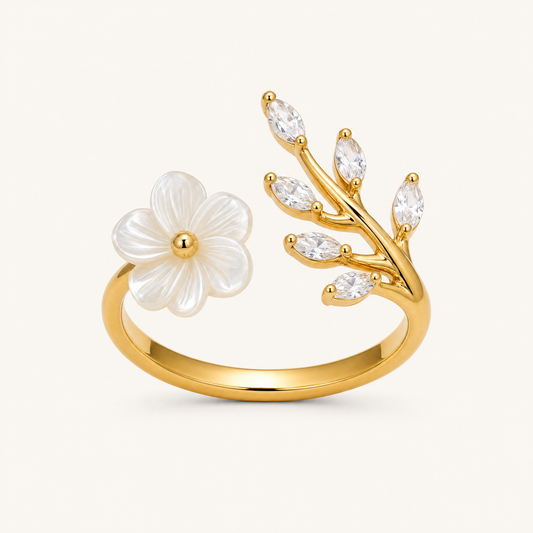 Nadia Gold Floral Ring - studio