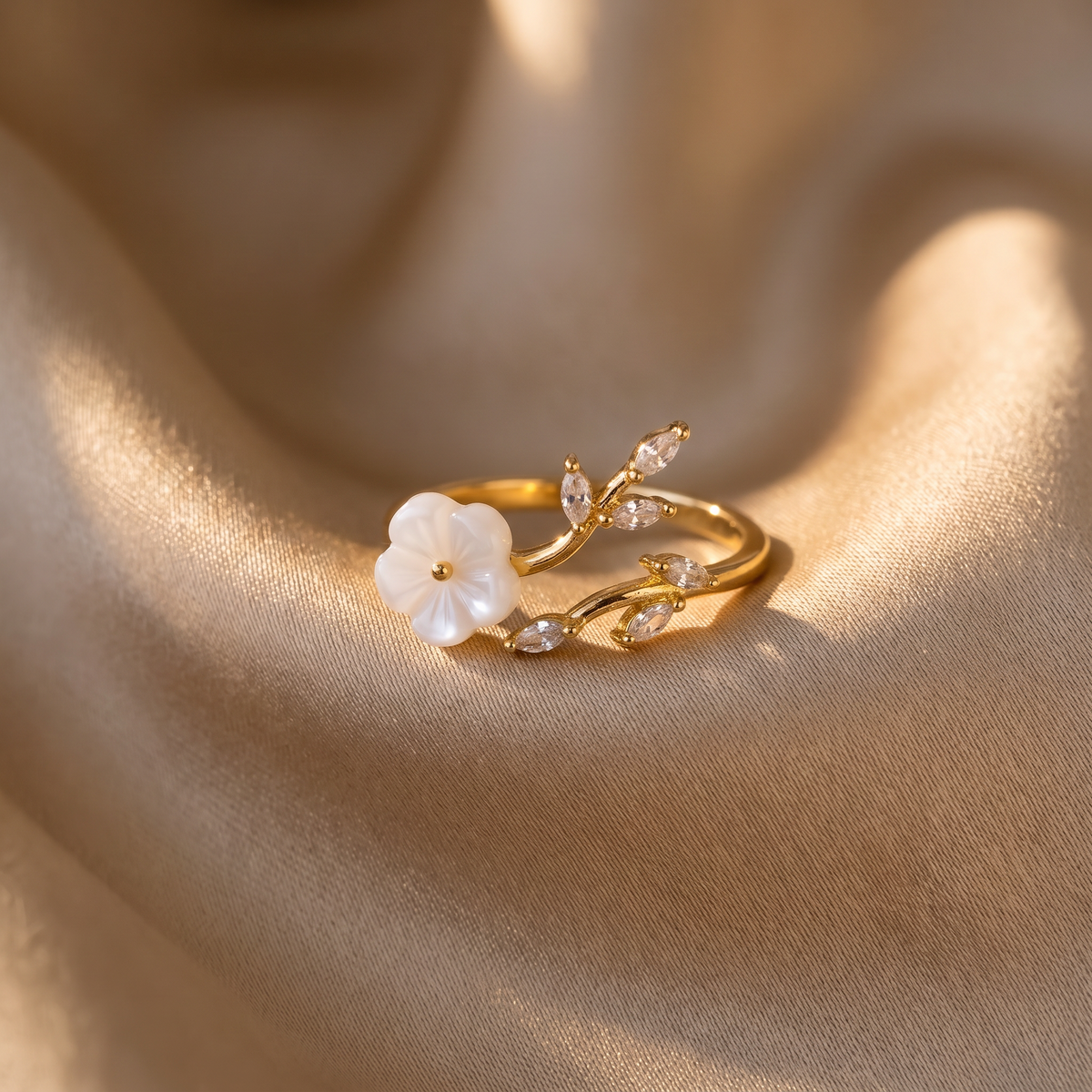 Nadia Gold Floral Ring - lifestyle