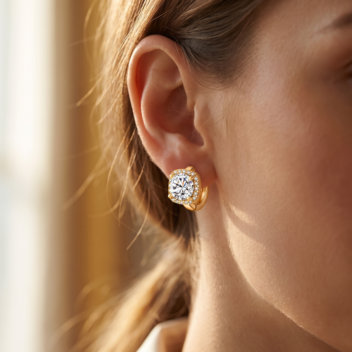 Nadine Square Earrings - worn