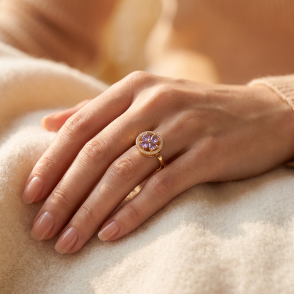 Natalia Gold Sapphire Ring - worn