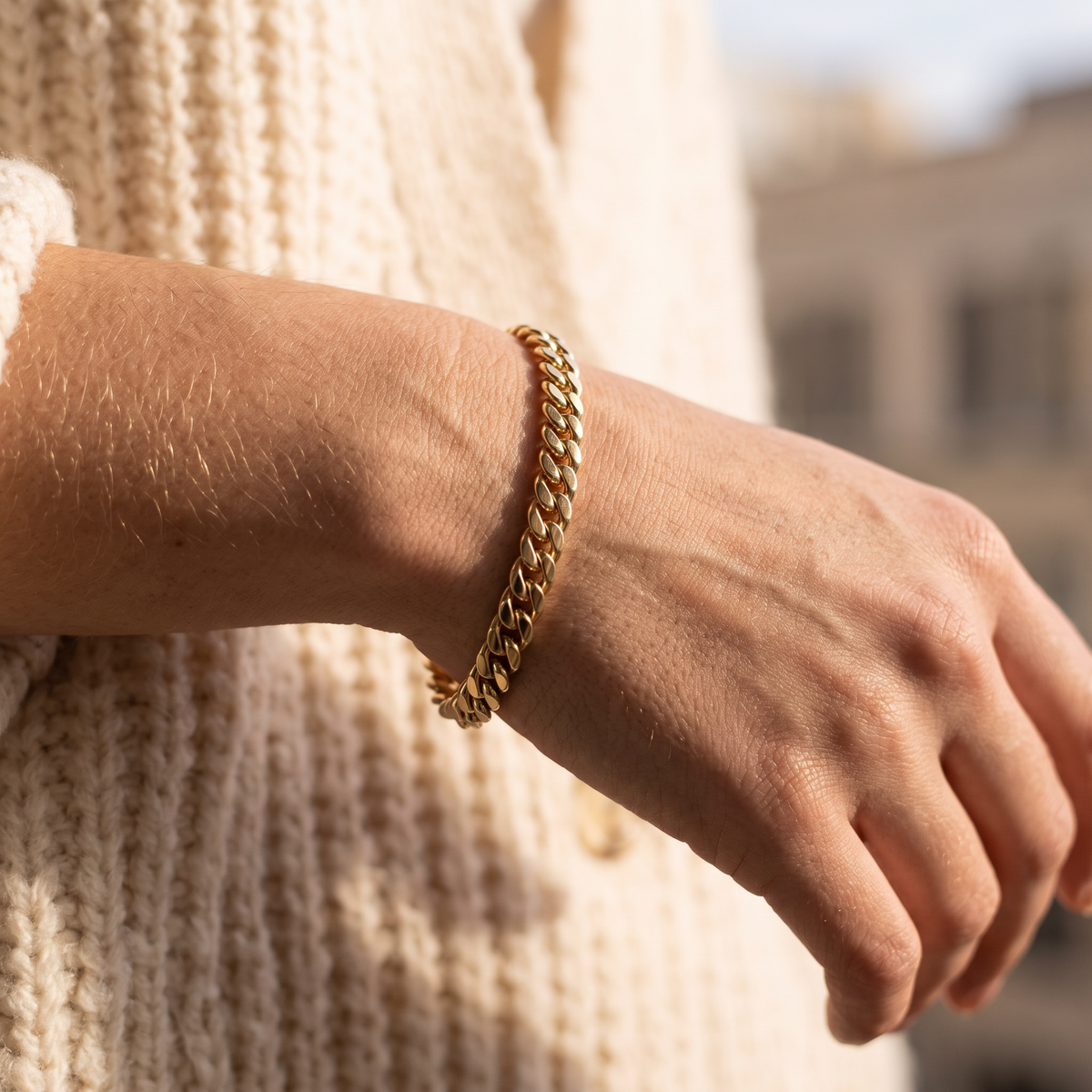 Odessa Gold Cuban Bracelet - worn
