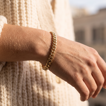 Odessa Gold Cuban Bracelet - worn