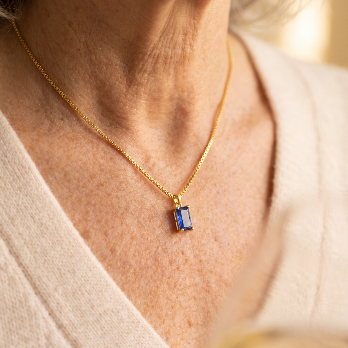 Oriana Sapphire Pendant Necklace - worn