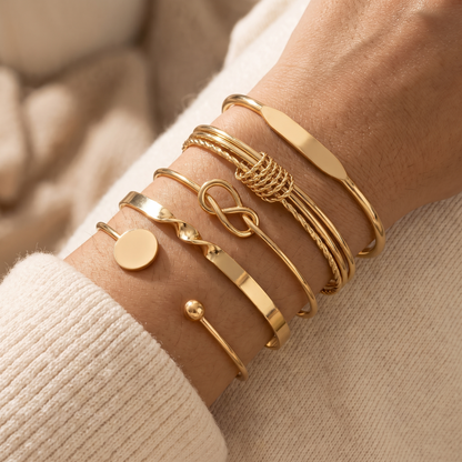 Paloma Gold Bracelet Set - worn