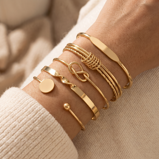 Paloma Gold Bracelet Set - worn