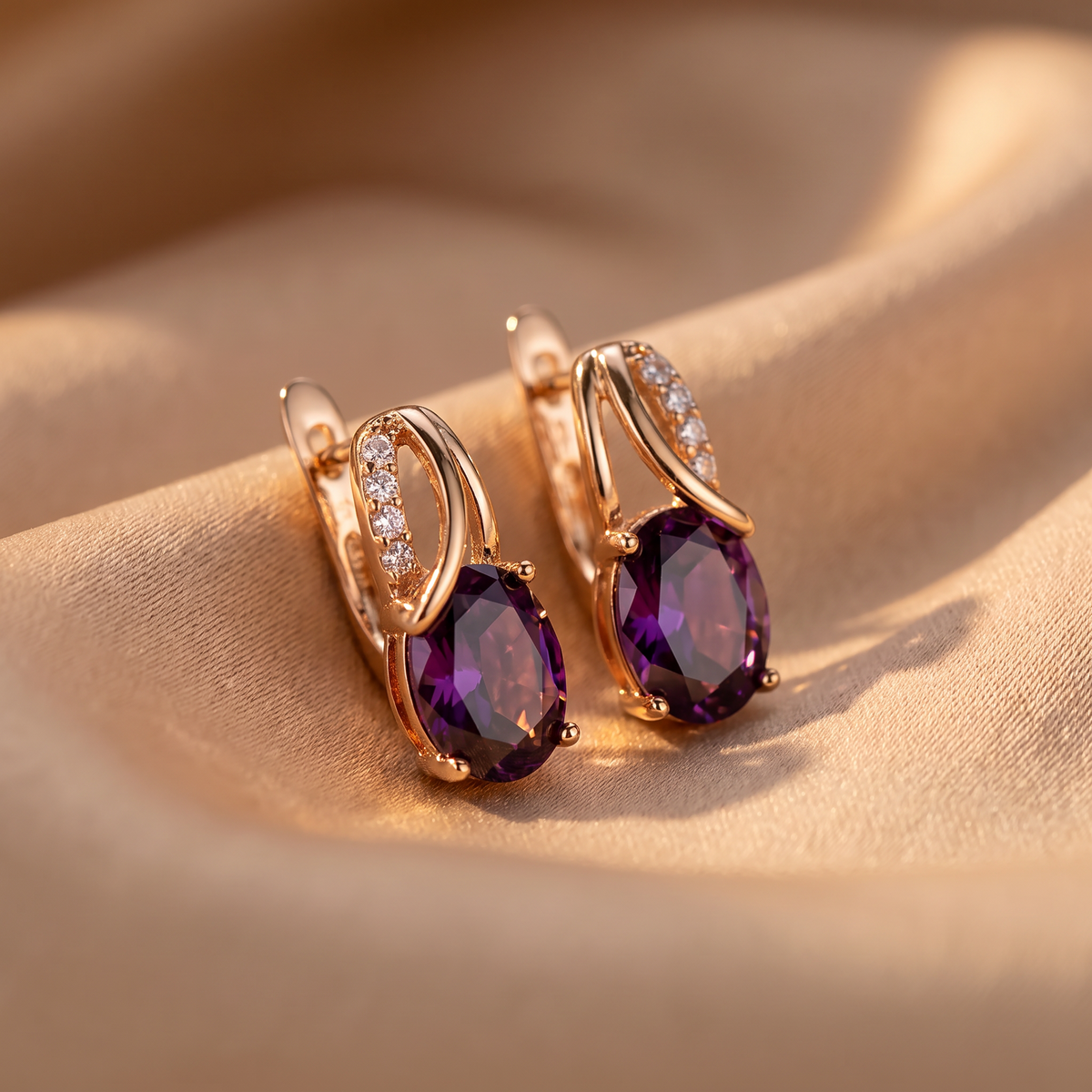 Petra Gold Amethyst Earrings - lifestyle