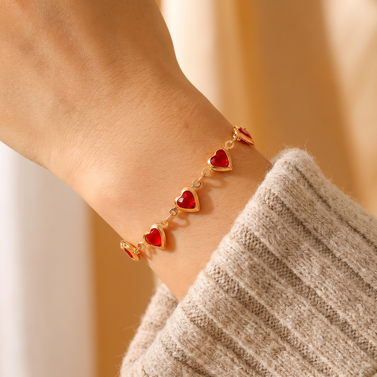 Ramona Gold Ruby Bracelet - worn
