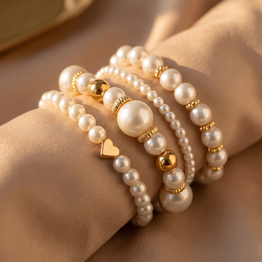 Renata Gold Pearl Set - lifestyle