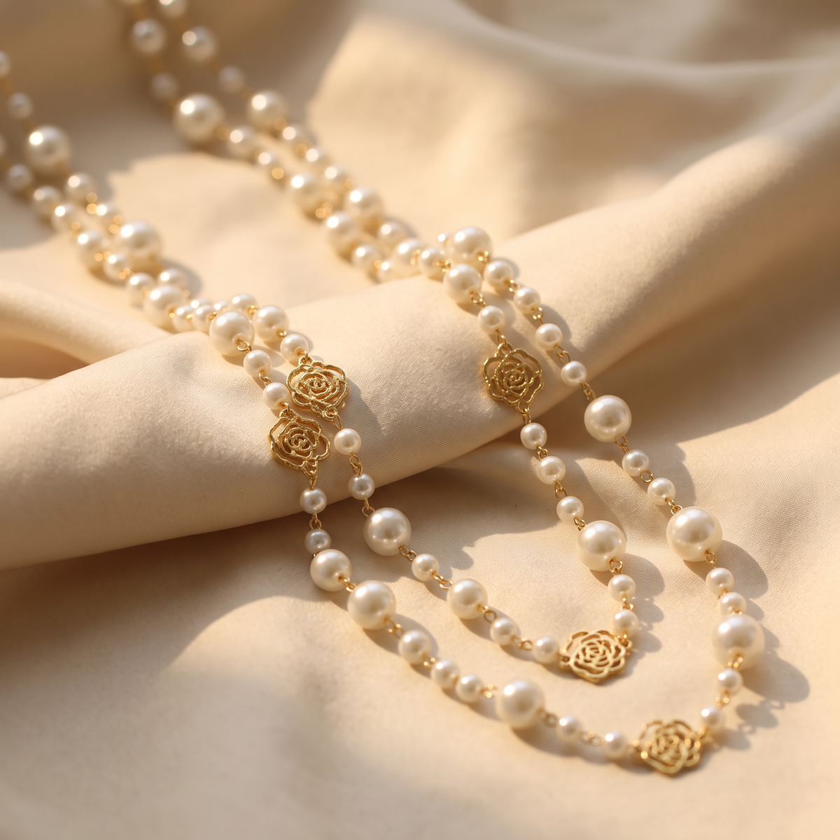 Rosalie Gold Pearl Necklace - lifestyle