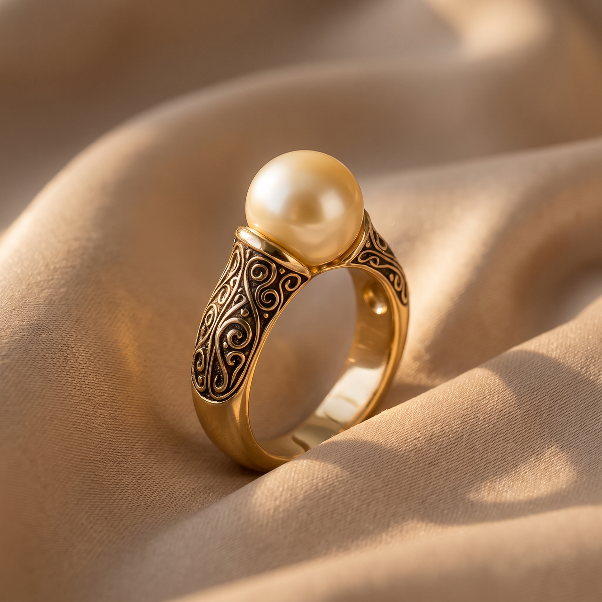 Sabine Gold Pearl Ring - lifestyle