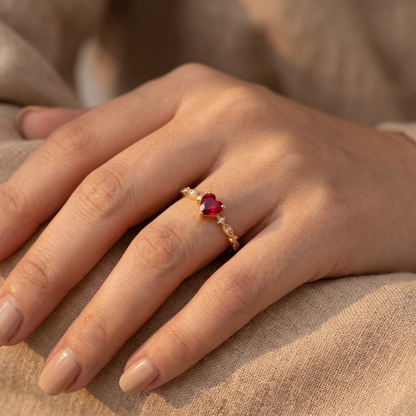 Rosalind Gold Ruby Ring - worn