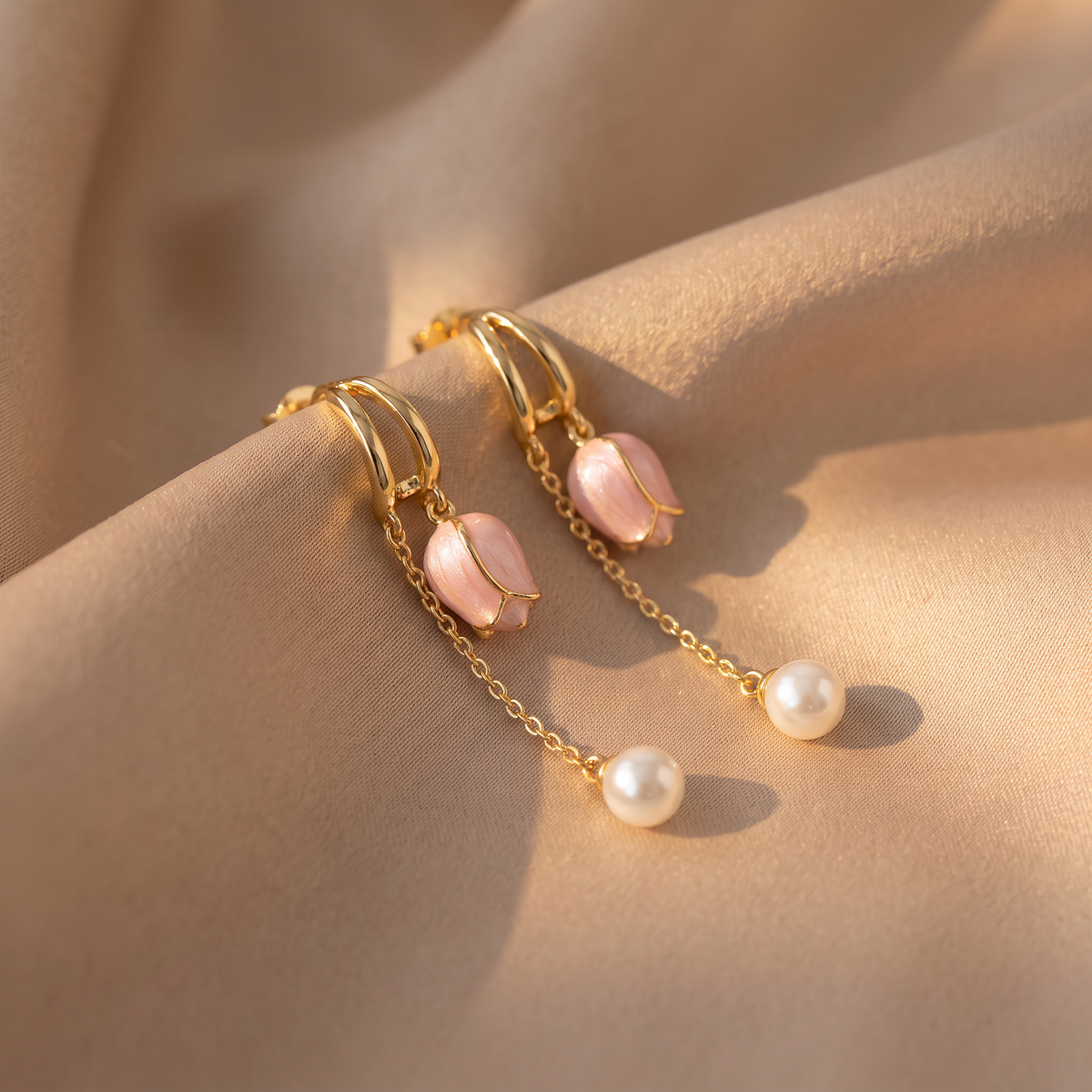 Talia Gold Pearl Earrings - lifestyle