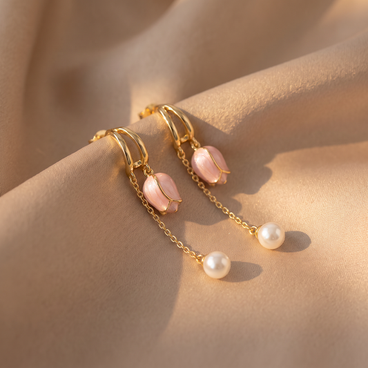 Talia Gold Pearl Earrings - lifestyle