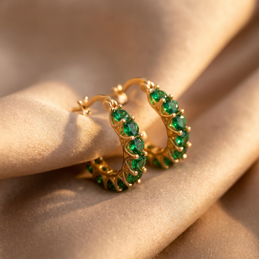 Tamsin Gold Emerald Earrings - lifestyle