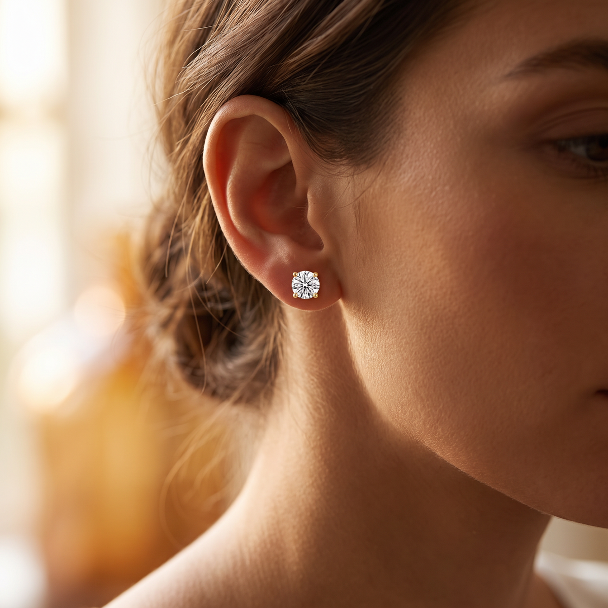Tera Diamond Stud Earrings - worn