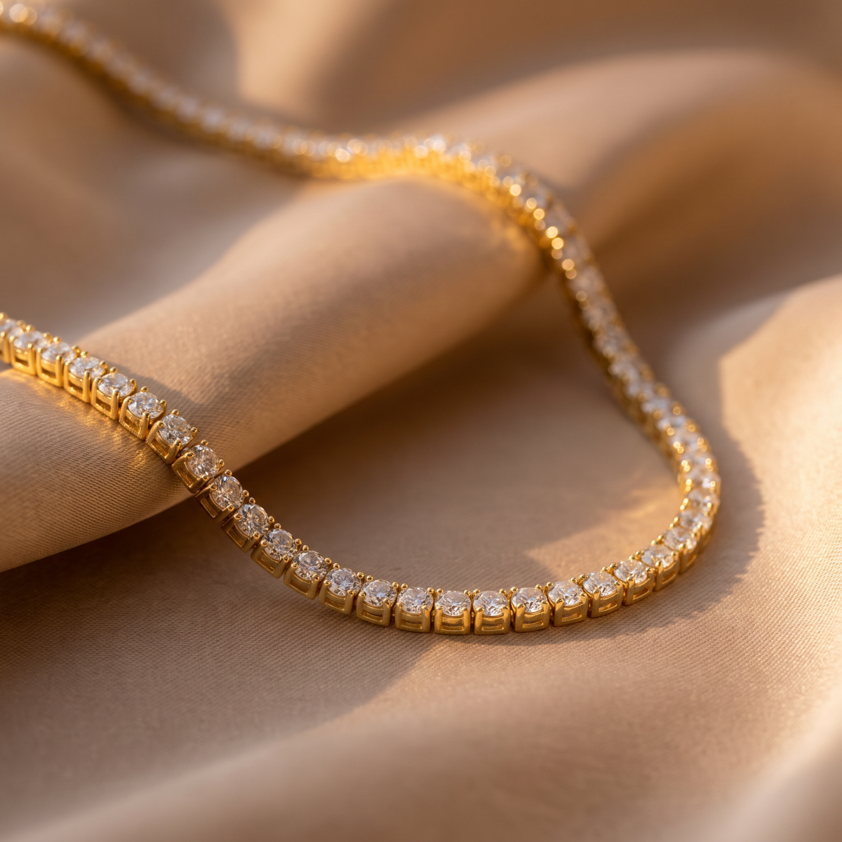 Thea Gold Tennis Necklace - lifestyle