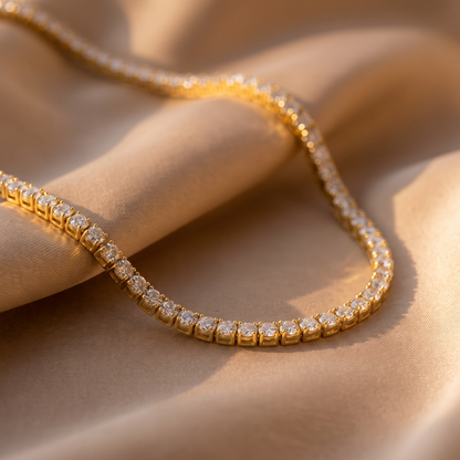 Thea Gold Tennis Necklace - lifestyle