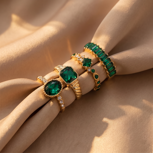Valentina Gold Emerald Set - lifestyle