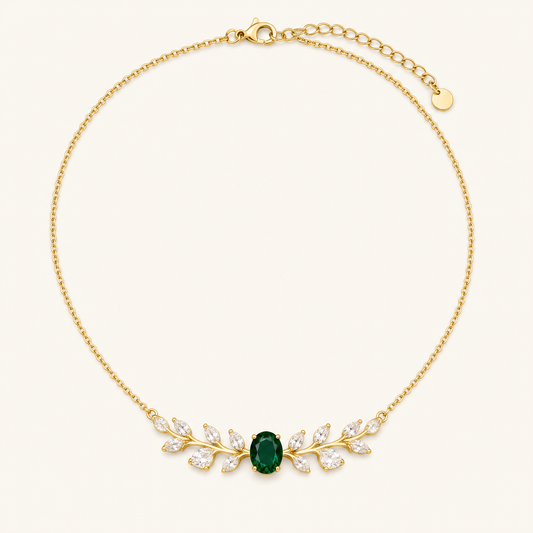 Verena Gold Emerald Necklace - studio