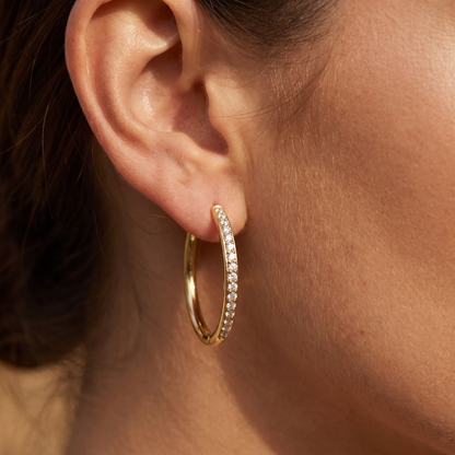 Vera Gold Pave Earrings - worn