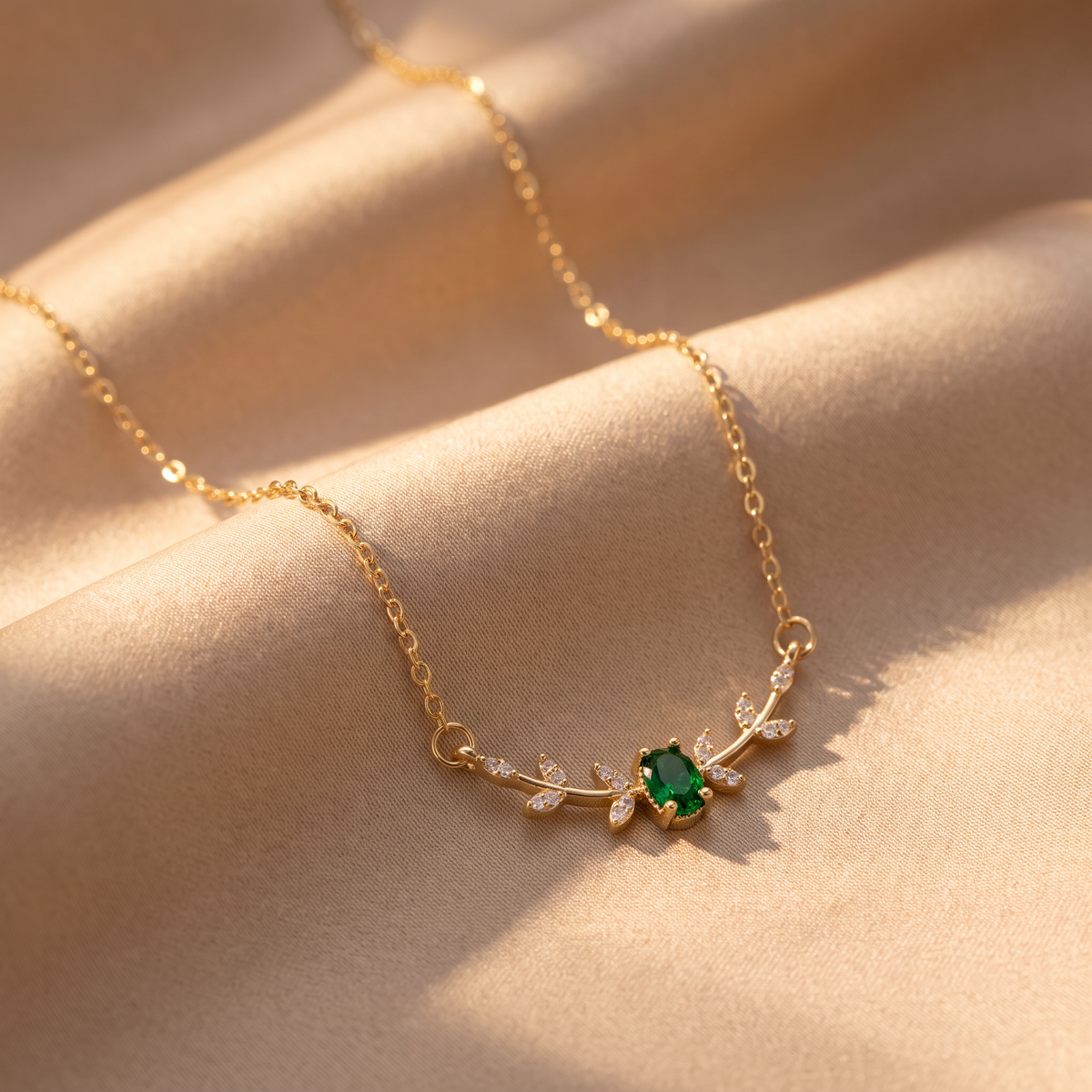 Verena Gold Emerald Necklace - lifestyle
