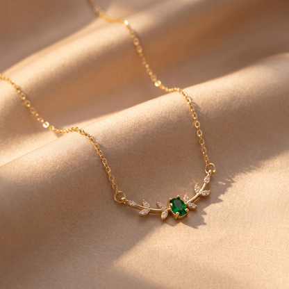 Verena Gold Emerald Necklace - lifestyle