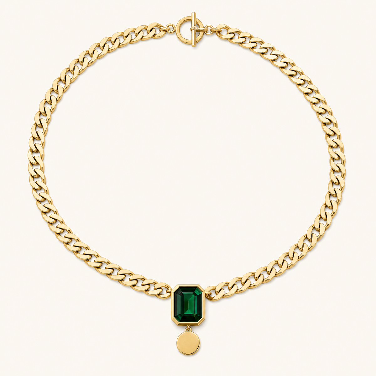 Vivienne Gold Emerald Necklace - studio