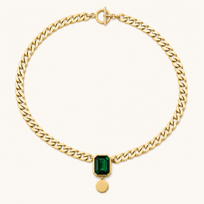 Vivienne Gold Emerald Necklace - studio