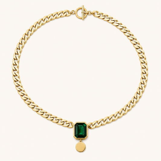 Vivienne Gold Emerald Necklace - studio