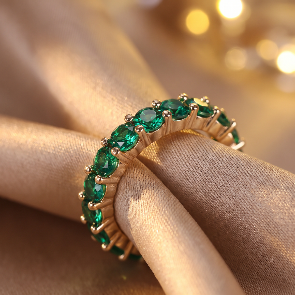 Xandra Gold Emerald Ring - lifestyle