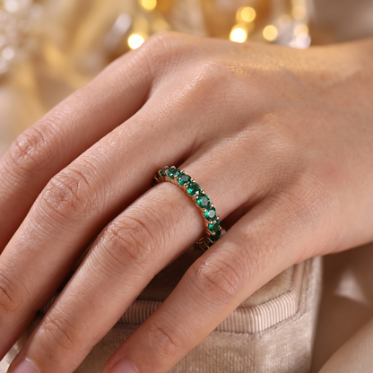 Xandra Gold Emerald Ring - worn