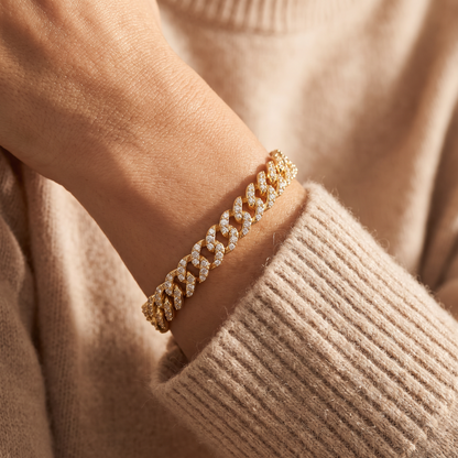Xara Pave Cuban Bracelet - worn