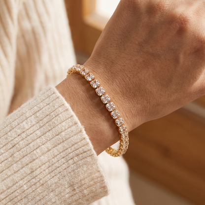 Xiomara Gold Tennis Bracelet - worn