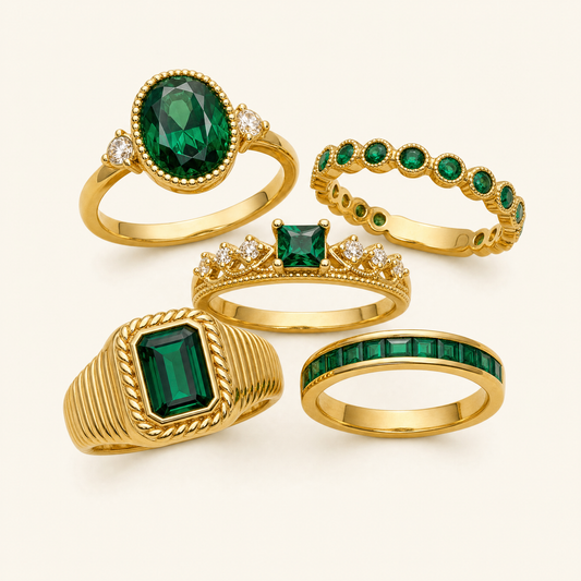 Zarina Gold Emerald Set - studio