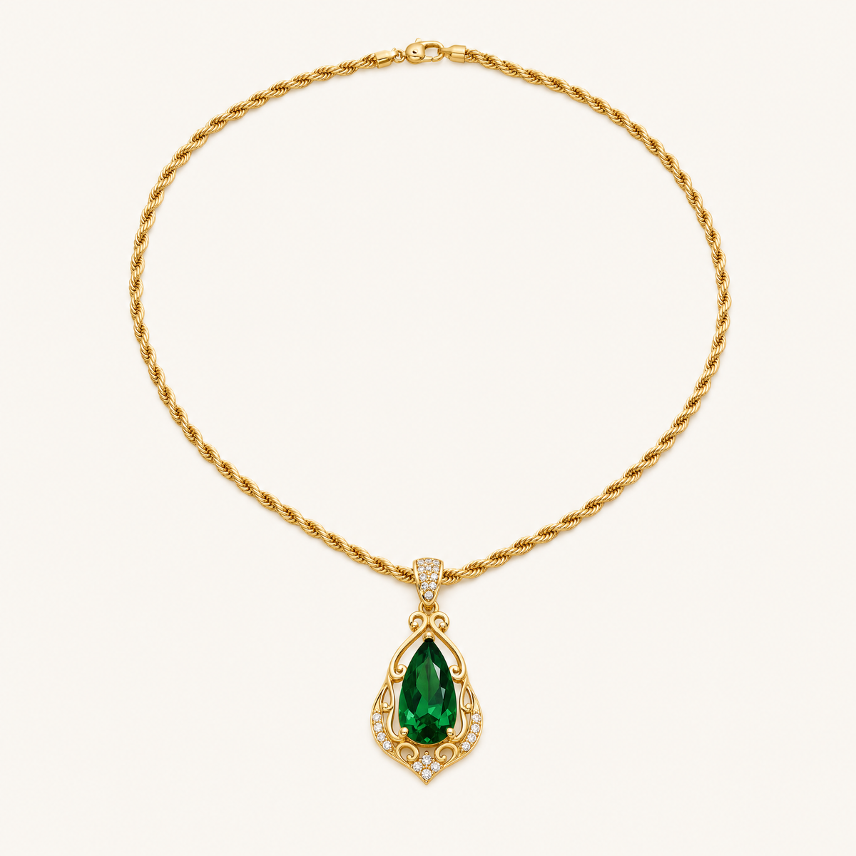 Zelda Gold Emerald Necklace - studio
