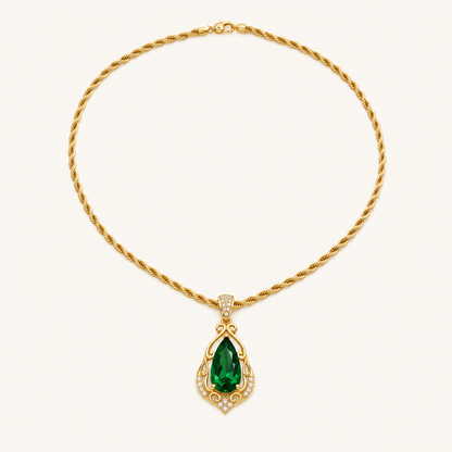 Zelda Gold Emerald Necklace - studio