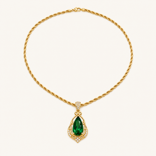 Zelda Gold Emerald Necklace - studio