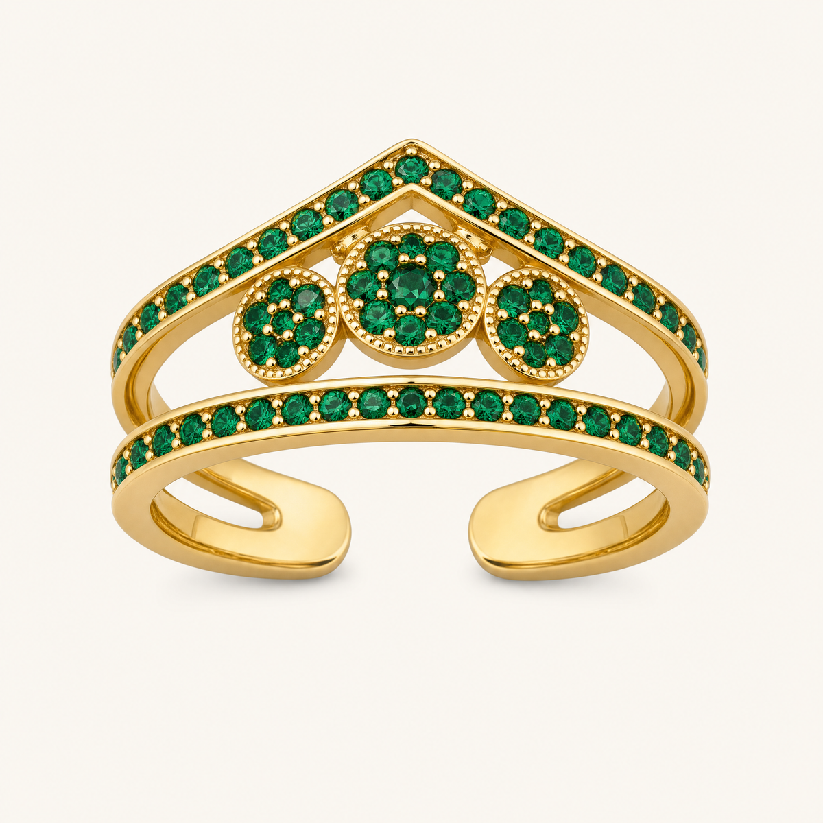 Zinnia Gold Emerald Ring - studio