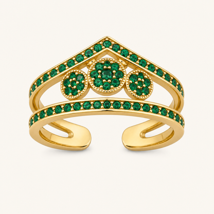 Zinnia Gold Emerald Ring - studio