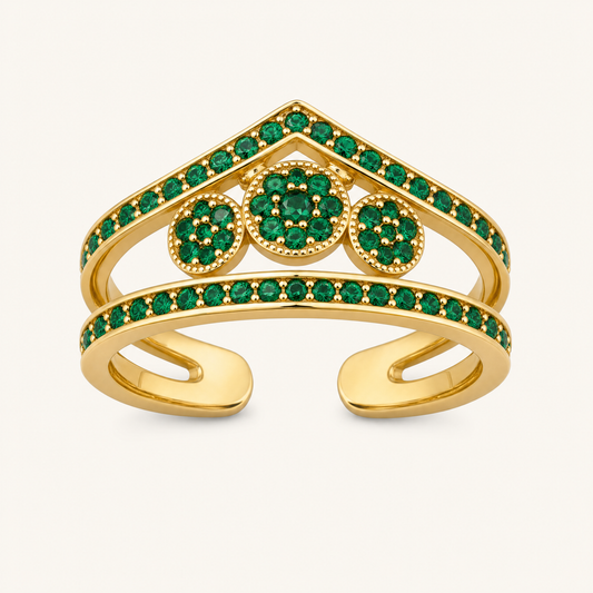 Zinnia Gold Emerald Ring - studio