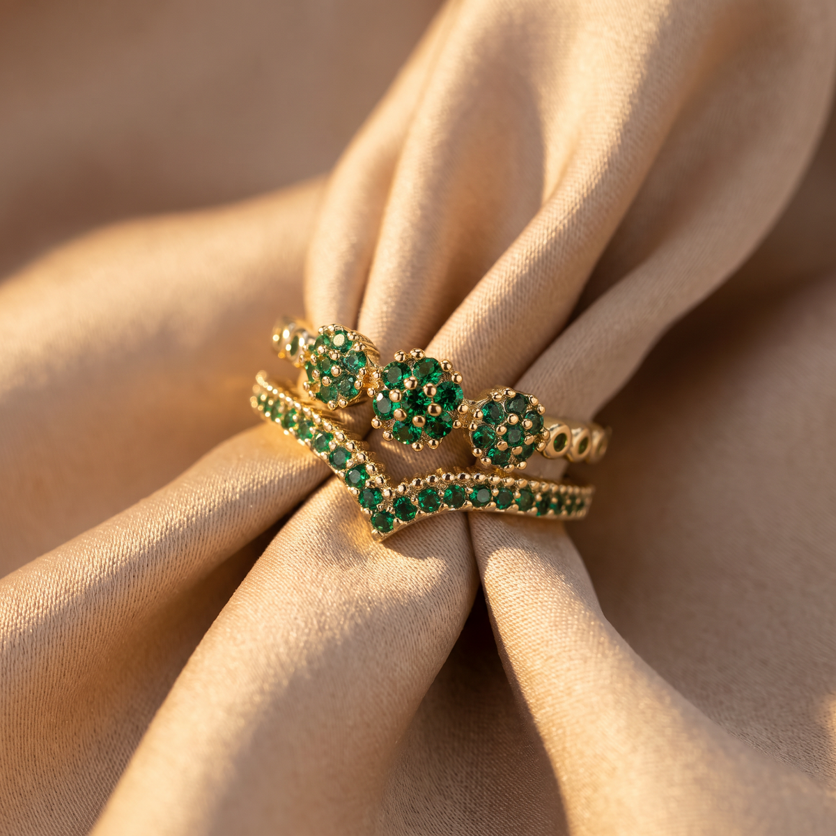 Zinnia Gold Emerald Ring - lifestyle