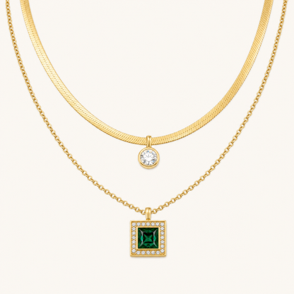 Blythe Gold Emerald Necklace - studio