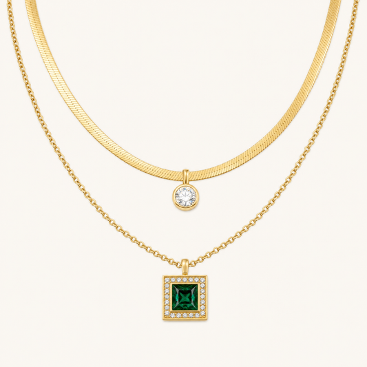 Blythe Gold Emerald Necklace - studio